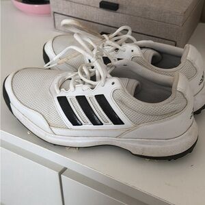 Men’s Adidas White and Black Golf Trainers